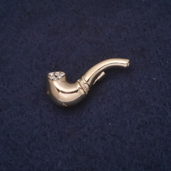 Brož ve tvaru trubky 25×10 mm se štrasovými kamínky, barva bíložlutá, kov zlatavý