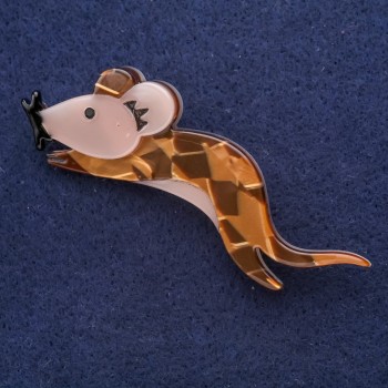 Brož «Myš z perleti» 75 × 24 mm, šedý kov