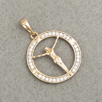 Přívěsek Xuping pozlacený 18K se bílými krystaly, průměr 27×20 mm +