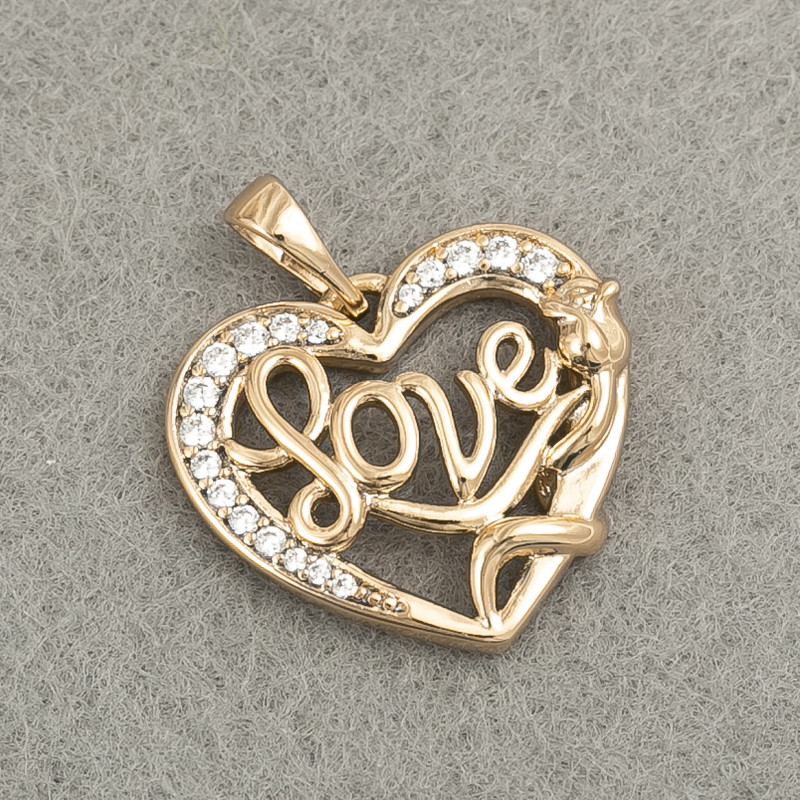 Přívěsek Xuping pozlacení 18K – Srdce se bílými krystaly, průměr 24×20 mm +