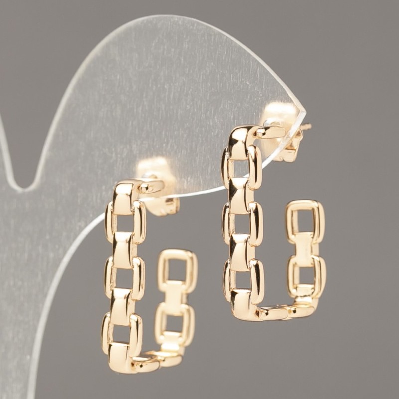 Náušnice pecky Xuping s pozlacením 18K – řetízkový design