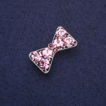 Brož Mašlička s fialovými krystaly, fialová, 27×16 mm, stříbrný kov