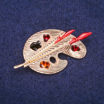 Brož Paleta s emailem ze zlatistého kovu 26×50 mm