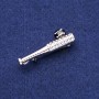 Brož baseballová pálka se štrasami ze stříbrného kovu, 13×40 mm