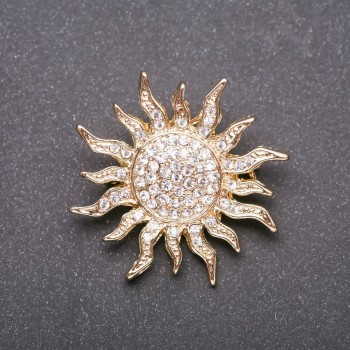 Brož Slunce Akcent žlutý kov 45 × 45 mm