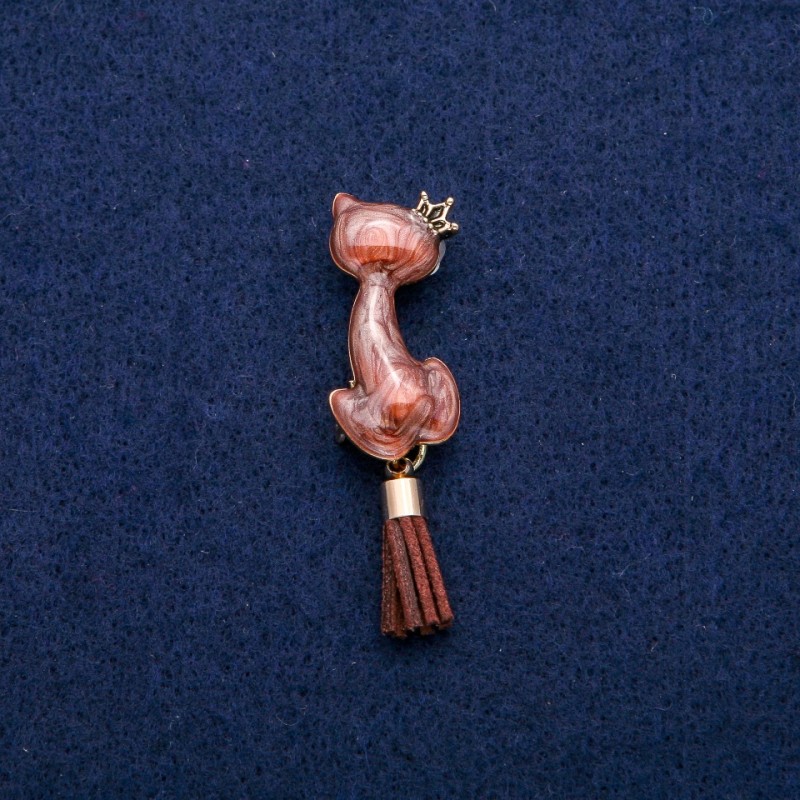 Brož Koťátko se smaltem a ocasem štětcem, 14×50 mm, zlatý kov