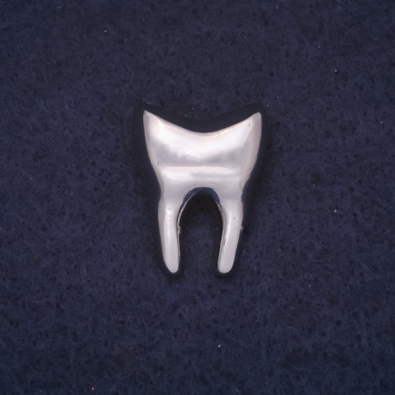 Brožka Zub 18×22 mm, barva kovu: stříbrná