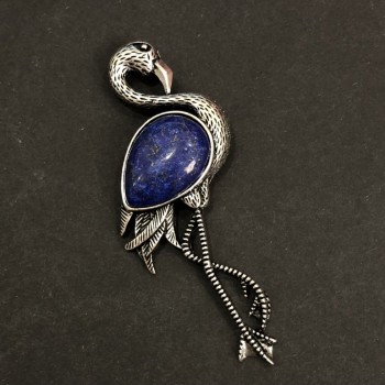 Brožka-přívěšek Flamingo z přírodního lazuritu 85×30 mm
