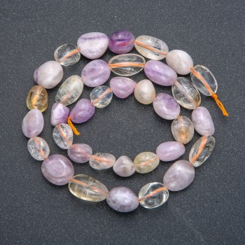 Mix brusovaných korálků, průměr 10×6 mm, délka šňůry cca 40 cm +