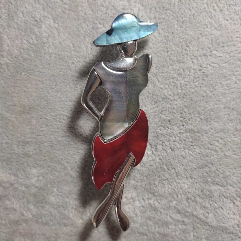 Brož / Přívěsek Dáma s perleťovým leskem 80×30 mm +