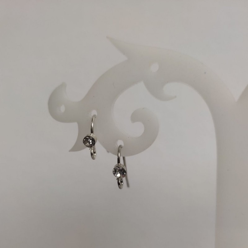 Háčky na náušnice, pár, šedý kov, 3 mm, délka 3,5 cm