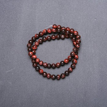 Korálky z přírodního kamene Býčí oko na niti, průměr 6 mm, délka 38 cm