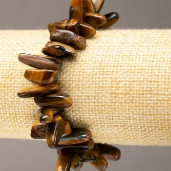 Náramek z tygřího oka, drobné jehličky na gumičce, průměr 20×5–6 mm, obvod 18 cm