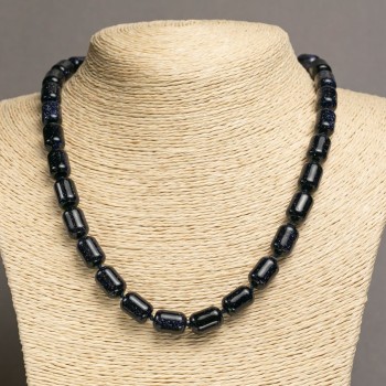 Náhrdelník z aventurínu „Modrý písek Noc Káhiry“, délka 45 cm, průměr 10×14 mm +