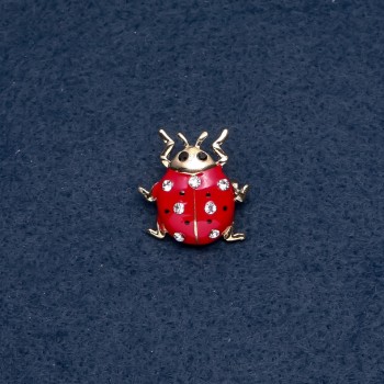 Brož 'Beruška' zlatá 22×23 mm, série hmyzu, barva kovu: zlato