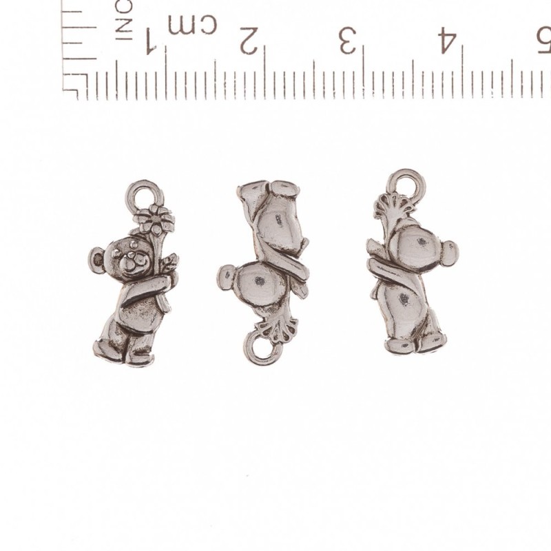 Přívěsek Medvídek s kytičkou 19×10 mm, balení 20 g ± 21 ks