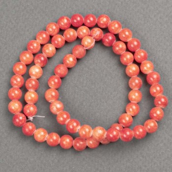 Korálky Coral (akryl) na niti, hladká kulička, průměr 6 mm ±, délka 40 cm ±