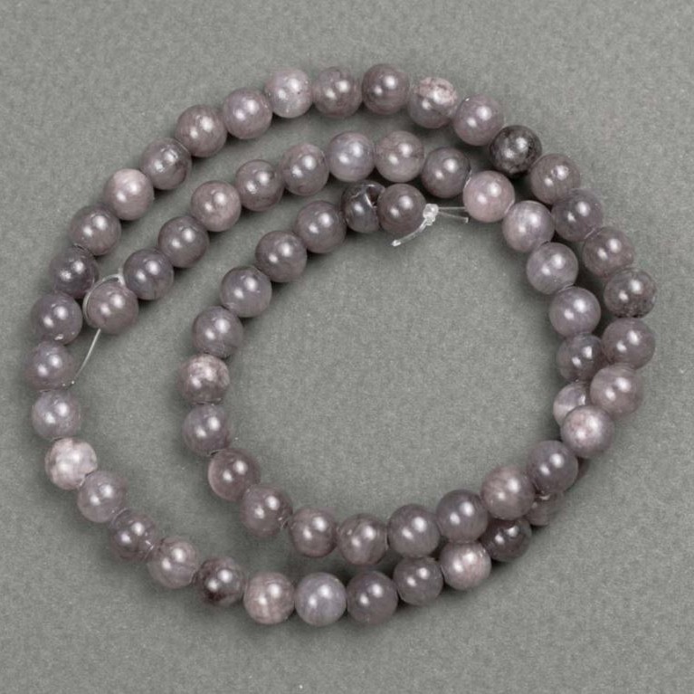 Korálky na vlascu Tonovaný křemen (umělý akryl) tmavě šedé hladké kuličky, průměr 6,5 mm ±, délka 40 cm