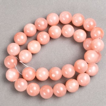Korálky na niti - Růžový křemen (umělý akryl) hladká kulička, průměr 12,5 mm, délka cca 40 cm