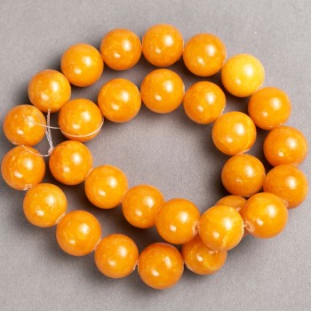 Korálky na vlascu Citrín (umělý akryl) hladká kulička, průměr 14 mm ±, délka 40 cm ±