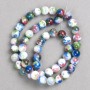 Korálky multicolor tmavě růžové, modré, bílé a zelené 'Achát' (umělý akryl) na niti, hladká kulička, průměr 8 mm +- L