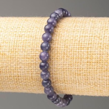 Náramek na gumičce s imitací iolitu (umělý akryl), hladká kulička Ø 6,5 mm, délka 18 cm