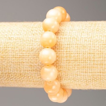 Náramek na gumičce ze selenitu (umělý akryl) hladká kulička, průměr 12,5 mm, délka 18 cm