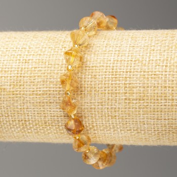Náramek na gumičku z citrínu, brusovaný bikónus, průměr 8×8 mm, délka 18 cm