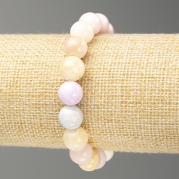 Náramek na gumičce Morganit (umělý akryl) hladká kulička, průměr 10 mm ±, délka 18 cm ±