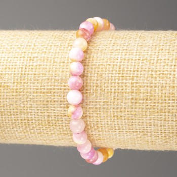 Náramek žluto-růžovo-bílý oceánský nefrit (umělý akryl), průměr 6 mm, délka 18 cm ±, hladké akrylové korálky na gumičce