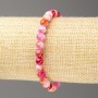 Náramek z růžovo-rudých a bílých akrylových korálků, imitace nefritu (umělý akryl), průměr 6 mm ±, délka 18 cm ±, hladké korálky na gumičce