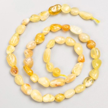 Korálky na niti z přírodního kamene žlutý achát galetové korálky, průměr 8×11–6×8 mm+-, délka 41 cm+