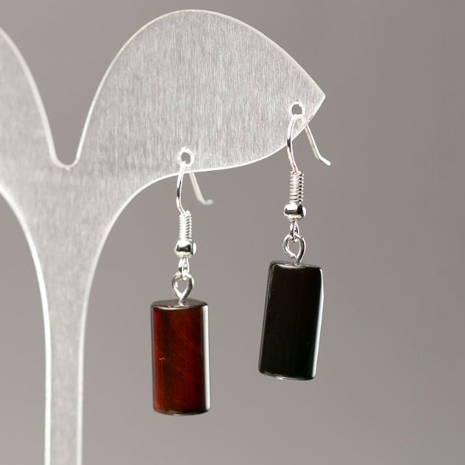 Náušnice z achátu cylindrického tvaru, průměr 15,5×8 mm+
