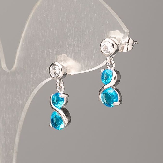 Náušnice Xuping rhodiované se modrými kameny 16×6 mm+