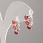 Náušnice Xuping s červenými kameny a bílými štrasami 17×5 mm, rhodiované