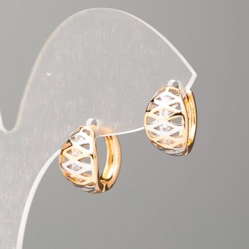 Náušnice Xuping pozlacení 18K rhodiované se bílými štrasovými kameny, průměr 13 mm, 5×8 mm+