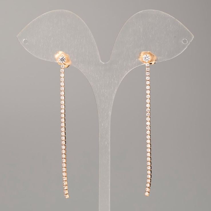 Peckové náušnice Xuping pozlacené 18K, průměr 2 mm, délka 6 cm
