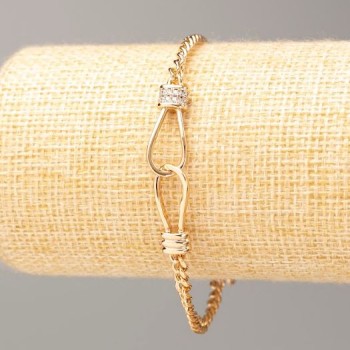 Náramek Xuping s pozlacením 18K, panzerové pletení, délka 18,5–21 cm, tloušťka 4 mm ±, se kamínky