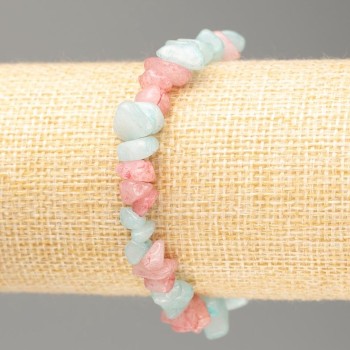 Náramek z tónovaného křemene – růžové a modré čipy, průměr 14×4–7×3 mm, délka 18 cm