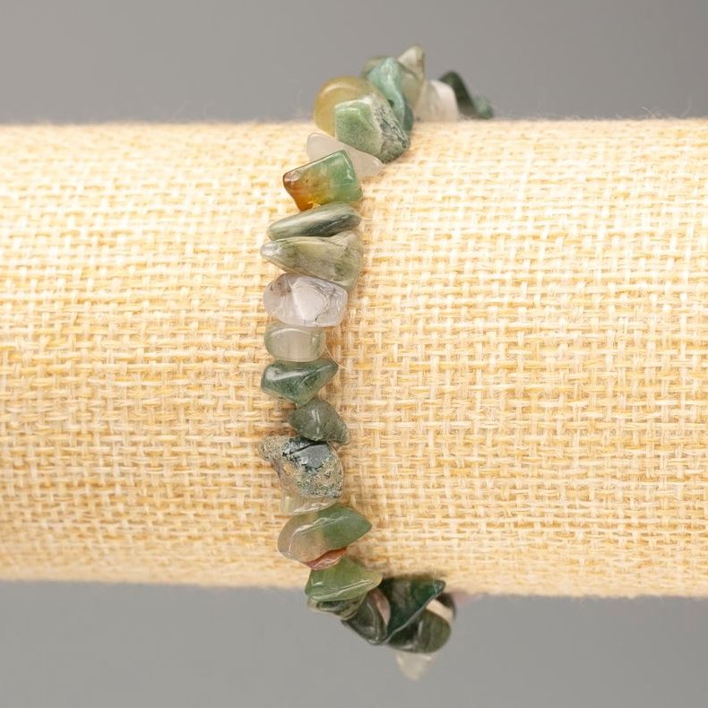 Náramek na gumičce z přírodního kamene jaspis různobarevný, čipové korálky, průměr 13×4–7×3 mm, délka 18 cm