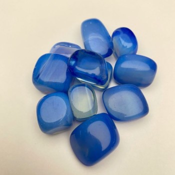 Suvenýrový přírodní kámen Modrý achát facetovaný, 23,5×18 mm (±), balení 100 g