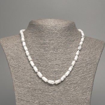 Náhrdelník z chalcedonu, hladké cylindrické korálky, průměr 10×6 mm, délka 49 cm