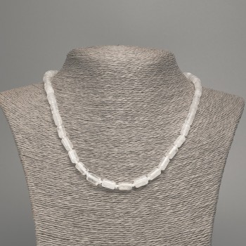 Náhrdelník z horského křišťálu, hladké cylindrické korálky, průměr 10×6 mm, délka 48 cm +-