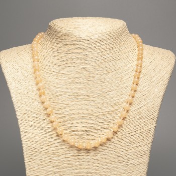 Náhrdelník „Selenit“ hladké korálky, průměr 6 mm, délka 50 cm ±, z kamene bílého nefritu (synteticky barvený)