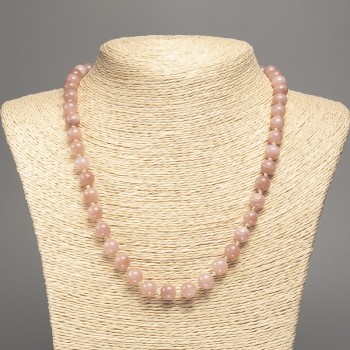 Náhrdelník „Selenit“ hladké kuličky, průměr cca 8 mm, délka cca 50 cm, z kamene bílý nefrit (synteticky barvený)