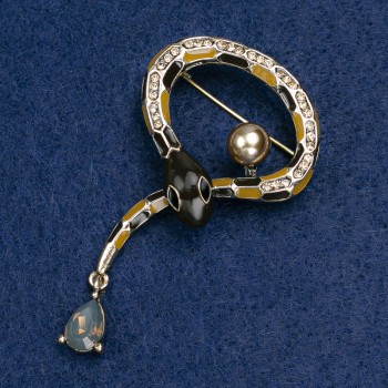 Brož ve tvaru hada se smaltem a štrasami