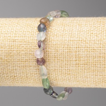 Náramek z fluoritu, fasetované korálky, průměr 6×6 mm ±, na gumičce, délka 18 cm+