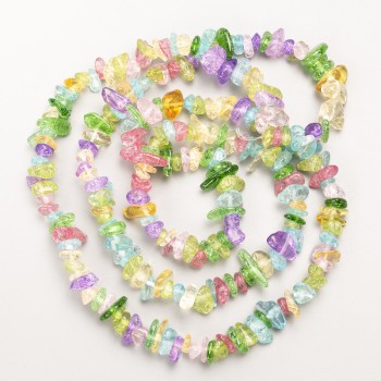 Korálky z různobarevného skla – střep na vlascu, průměr 10×4 mm ±, délka 80 cm +