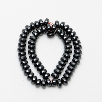 Hematitové korálky hladký rondel, průměr 10×6 mm, délka 39 cm +/- na niti