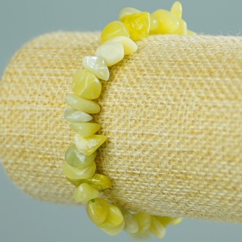 Náramek z jadeitu z přírodního kamene, čipové korálky o rozměru 7–10×3–5 mm, délka 18 cm (elastický)